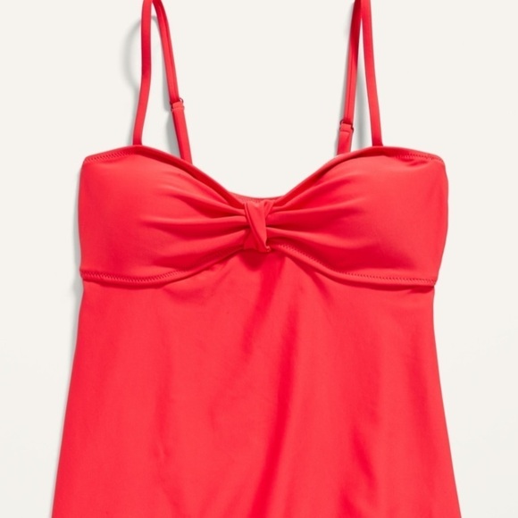 Old Navy• Knotted A-Line Tankini Swim Top,  Red Coral, NEW! Women’s Size Small - Picture 3 of 6